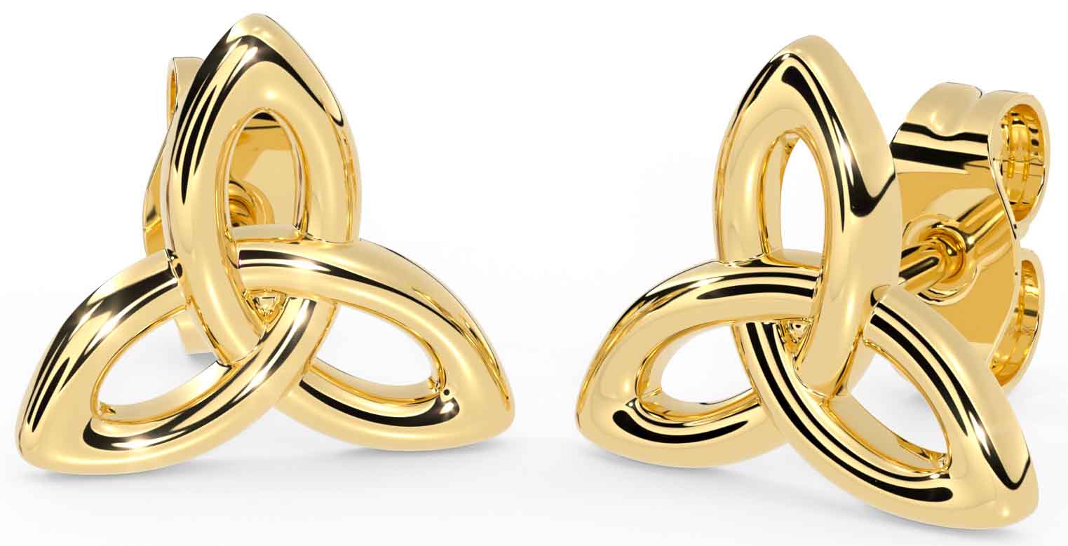Gold Sterling Silver Irish Celtic Trinity Knot Stud Earrings Irish Made