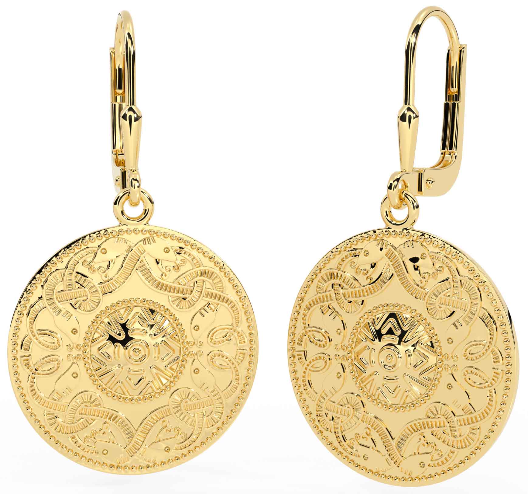 Gold Sterling Silver Irish Celtic Warrior Dangle Earrings Irish Made