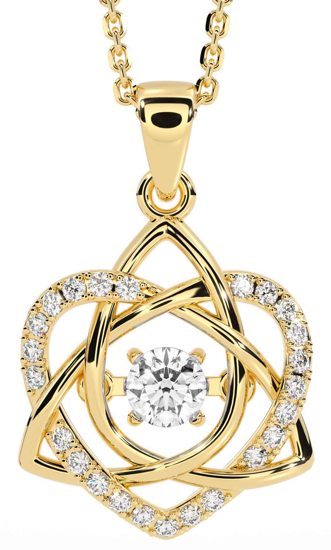 Diamond Gold Irish Celtic Knot Heart Necklace Irish Made