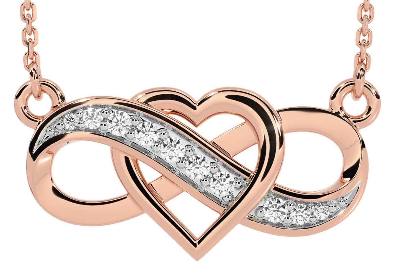 Diamond Rose Gold Infinity Heart Necklace Engravable Irish Made