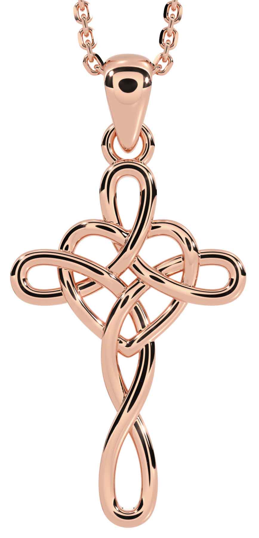 Rose Gold Irish Celtic Cross Heart Necklace Irish Made
