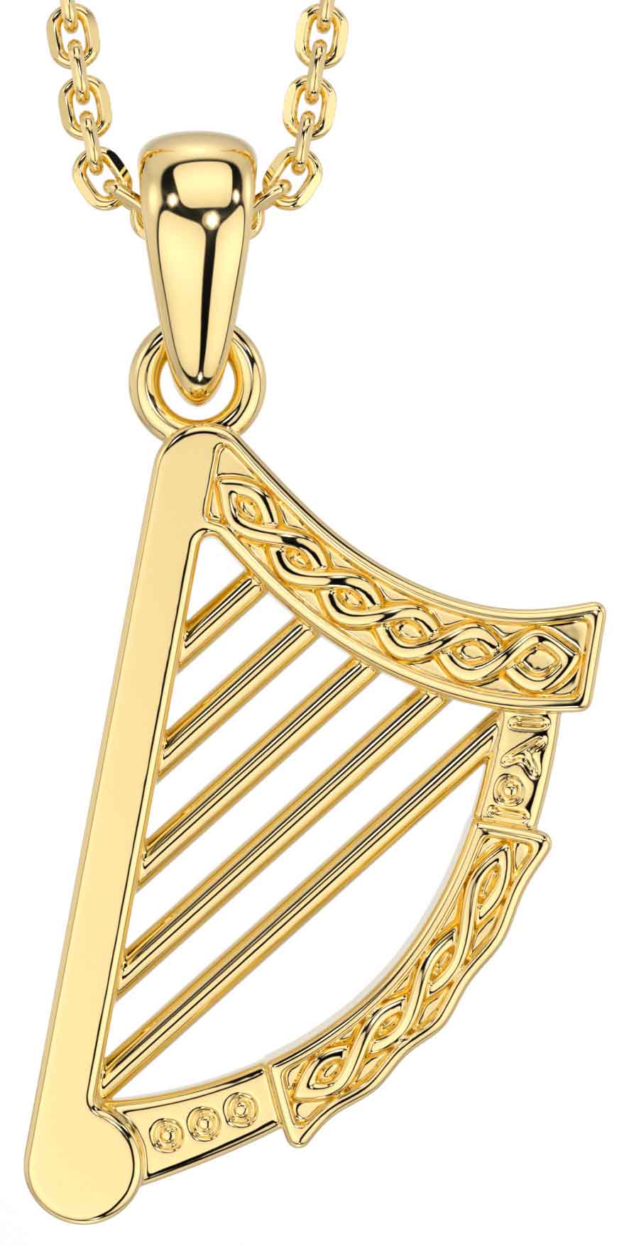 Gold Sterling Silver Irish Celtic Irish harp Necklace Engravable Irish Made