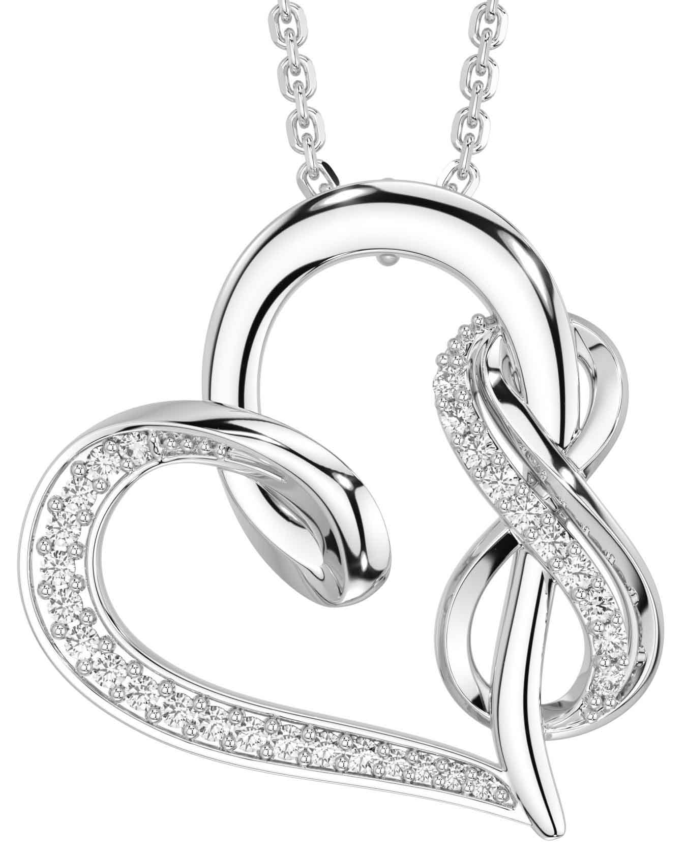 Diamond Sterling Silver Irish Infinity Necklace Engravable Irish Made