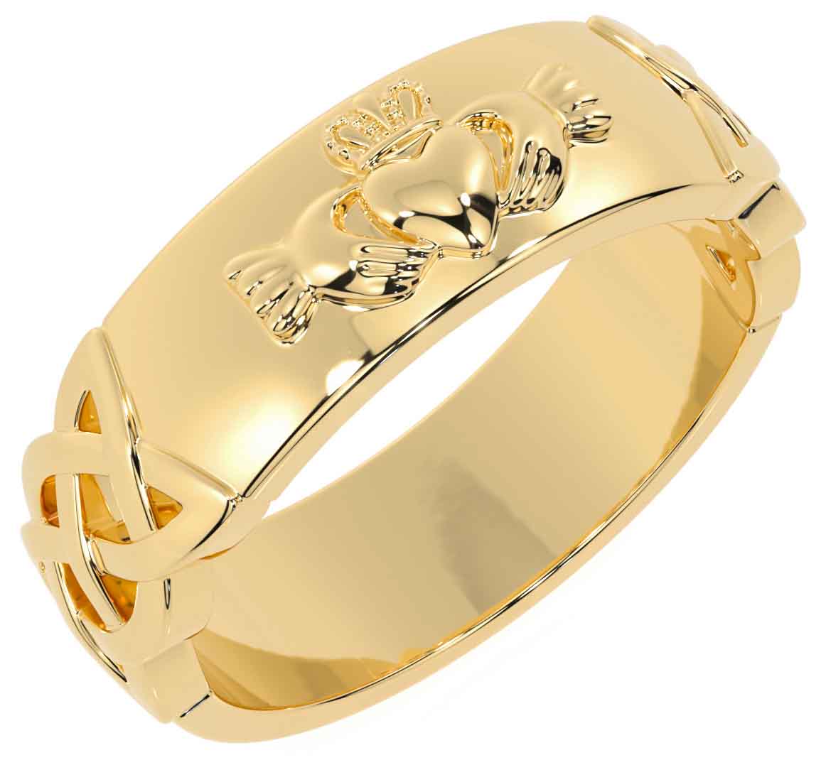 Men's Gold Irish Celtic Claddagh Ring Engravable Irish Made