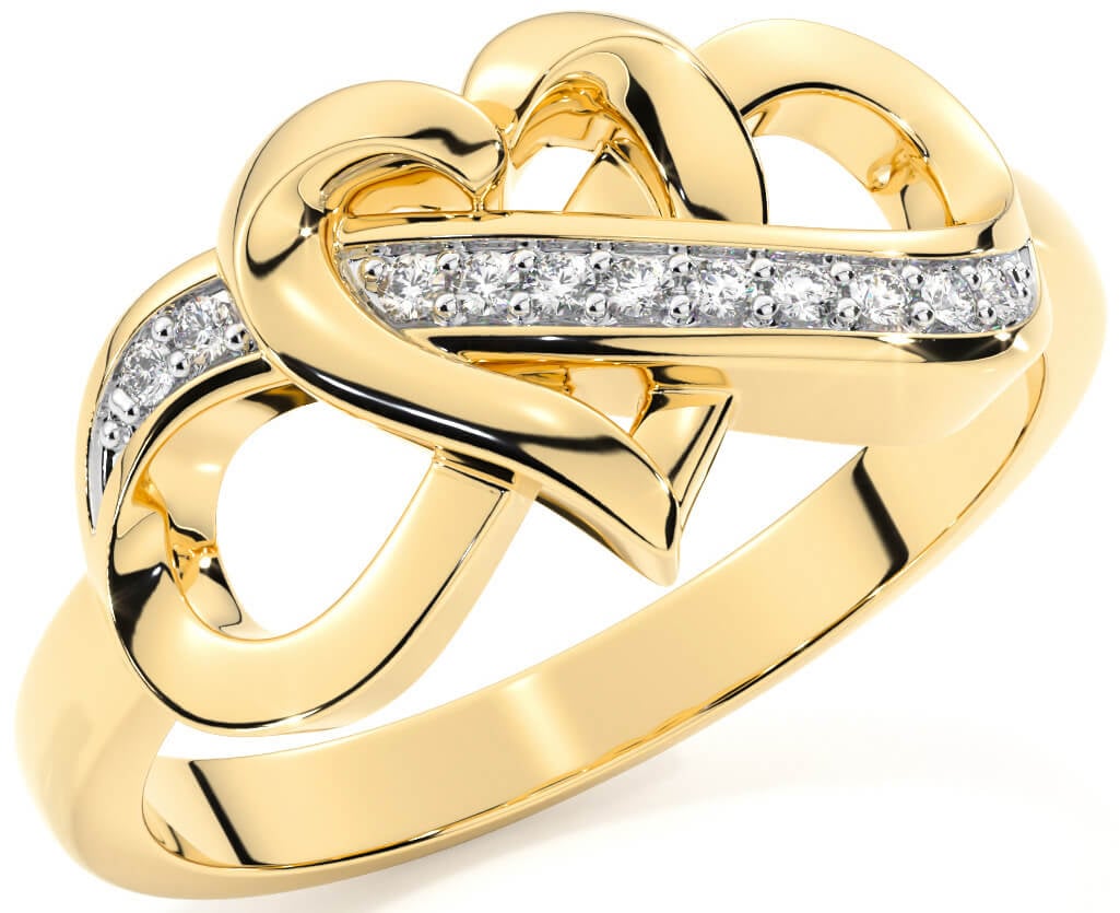 Diamond Gold Irish Infinity Heart Ring Engravable Irish Made