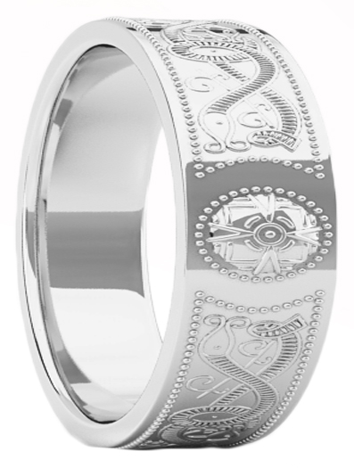 Extra wide Mens Silver Celtic Warrior Band Ring - 9mm width