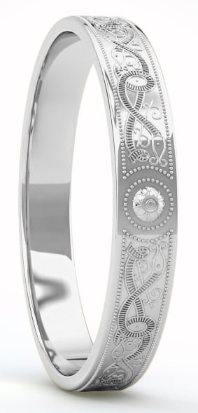 Thin Ladies Silver Celtic Warrior Band Ring - 4mm width