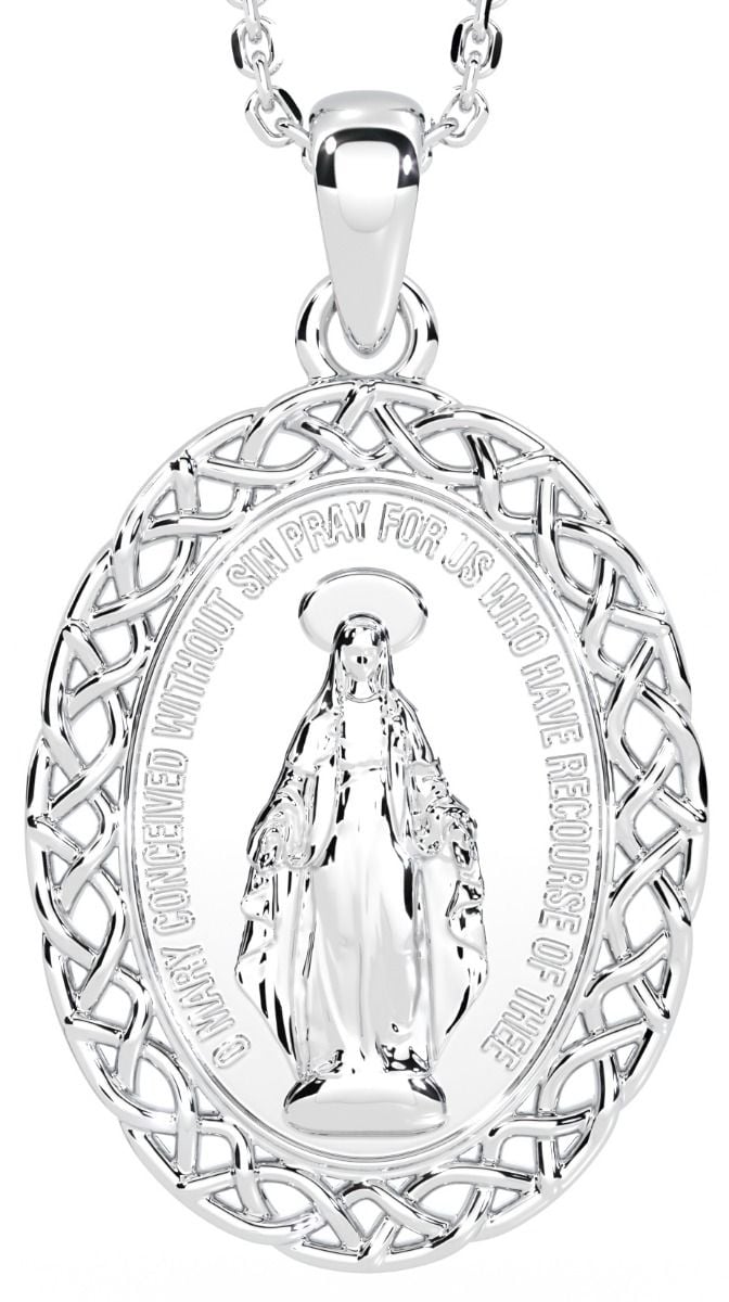 White gold miraculous hotsell medal with chain