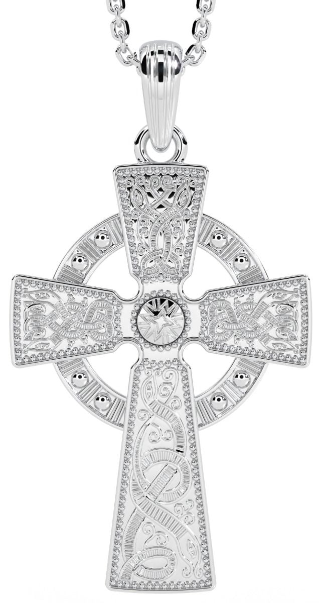 Silver Warrior Celtic Cross Necklace