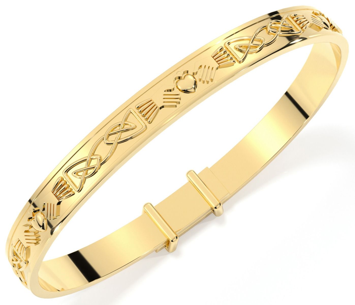 Everlasting Gold 10k Gold Textured Hinged Bangle Bracelet