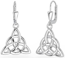 Silver Irish Celtic Knot Dangle Earrings