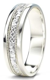 White Gold Claddagh Celtic Ladies Wedding Band Ring
