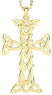 14k Gold Silver Celtic Cross Pendant 