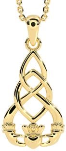 14K Gold Solid Silver Celtic "Claddagh" Pendant Necklace