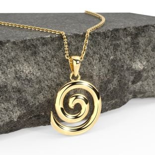 14K Yellow Gold Solid Silver Irish Celtic Spiral Pendant Necklace