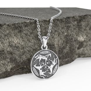 Silver Celtic Horse Pendant Necklace