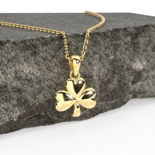 Gold Irish Shamrock Pendant  Necklace Charm