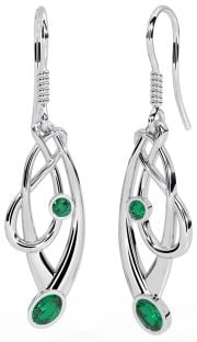 Silver Emerald Celtic Dangle Earrings