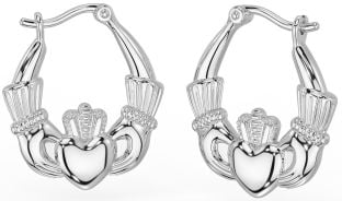 Silver Irish "Claddagh" Hoop Earrings