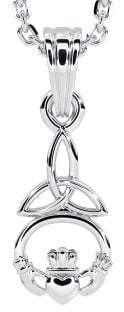 Petite Silver Claddagh Celtic Knot Pendant Necklace