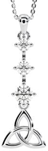 Silver Diamond Irish Celtic Knot Pendant Necklace