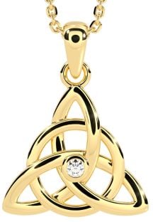 Gouden echte diamant .03cts Keltische knoop hanger ketting