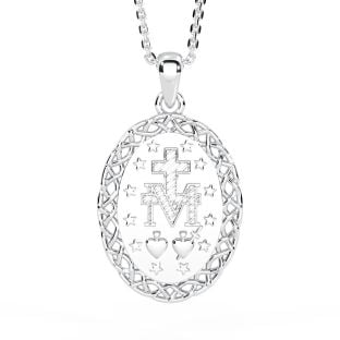 Stříbrný náhrdelník s přívěskem keltské medaile Miraculous Mary