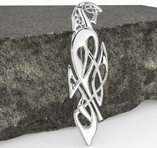 Silver Irish Celtic Swan Brooch Pin