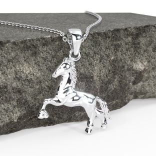 Silver Irish Horse Pendant Necklace