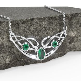 Colar Celta Esmeralda Prateada