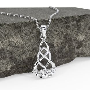 Silver Celtic Claddagh Pendant Necklace
