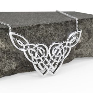 14k White Gold Solid Silver Celtic Necklace