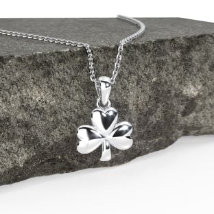 Hvitt gull irsk Shamrock anheng halskjede sjarm