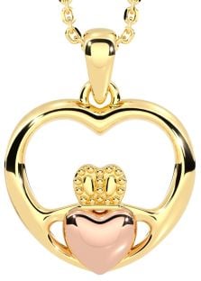 14K Two Tone Gold Silver Claddagh "Heart" Pendant