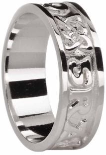 Mens 10K/14K/18K White Gold  "Love Forever" Celtic Wedding Ring