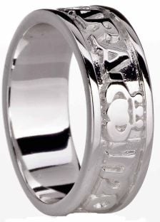 14K White Gold Soul Mate Celtic Claddagh Ring 