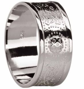 Mens 14K White Gold Silver Celtic Warrior Ring