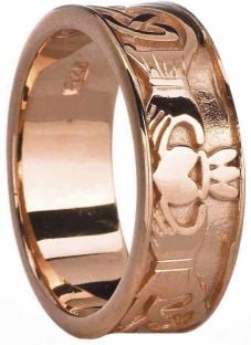 14K Rose Gold Silver Claddagh Celtic Band Ring Unisex Ladies Mens 