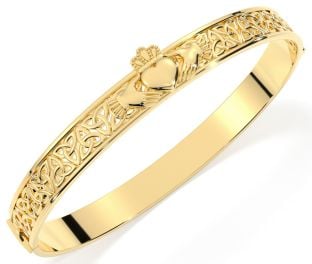 14K Gold coated Solid Silver Claddagh Celtic Knot Bracelet