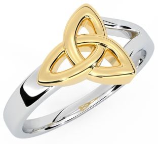 Ladies 14K White & Yellow Gold Celtic Knot Ring