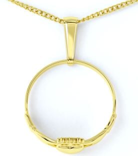 Gold coated Silver Claddagh Ring Pendant Necklace