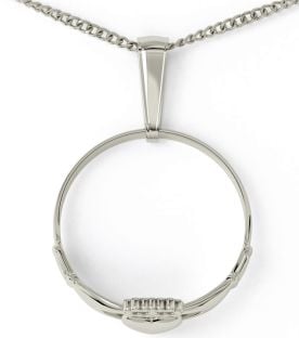 Silver Claddagh Ring Pendant Necklace