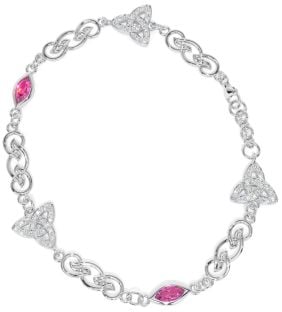 Bracciale con nodo celtico in argento con diamanti