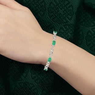 Pulsera de plata con esmeraldas celtas