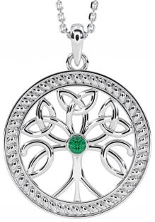 "Tree of Life" Silver Emerald Celtic Pendant Necklace