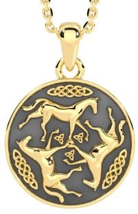 14K Gold Solid Silver Irish "Celtic "Horse" Pendant