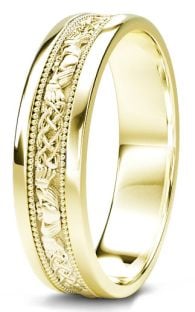 10K/14K/18K Gold Claddagh Celtic Mens Wedding Band Ring