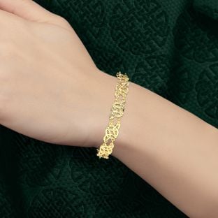 Pulsera con nudo de trinidad celta de plata recubierta de oro de 14K