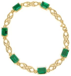 14K Gold coated Silver Celtic Emerald Bracelet