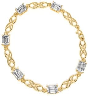 Pulsera celta de diamantes de plata recubierta de oro de 14K